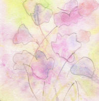 Jane Ashford painting abstract flowers pink anf yellow